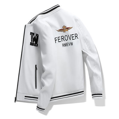 Outdoor Plus Size Jacket de avião masculino com fusão sem costura e bordados de letras