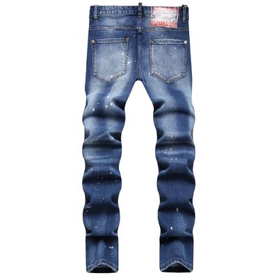 Roupas de moda masculina Slim Fit Mid Waist Baggy Jeans com adesivos pendurados de impressão digital
