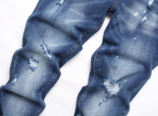 Roupas de moda masculina Slim Fit Mid Waist Baggy Jeans com adesivos pendurados de impressão digital