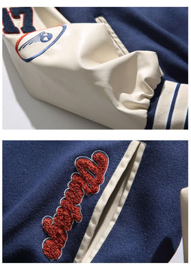 Vintage Cravado Cartas Criativas bordados Stand Collar Baseball Traje para casacos masculinos