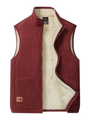 Large Size Homens Casual All-Match Trend Coat Veste com forro de lã e colar stand