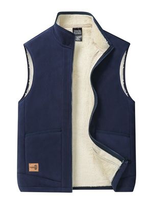 Large Size Homens Casual All-Match Trend Coat Veste com forro de lã e colar stand