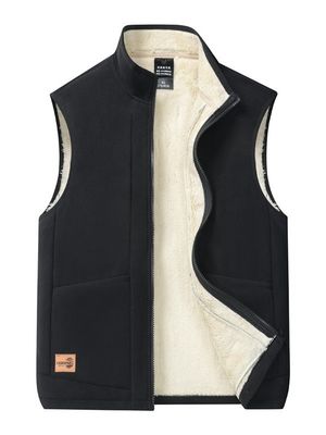 Large Size Homens Casual All-Match Trend Coat Veste com forro de lã e colar stand