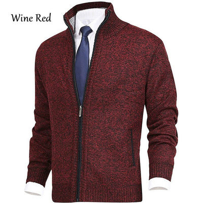 Primavera Colarinho de colarinha de tricote Homens Suéter de grande porte Moda Cardigan Zipper