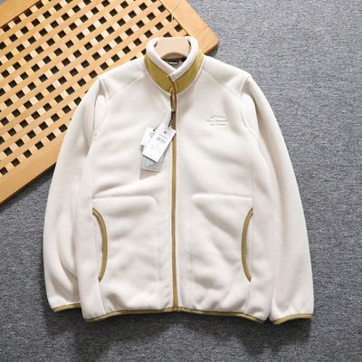 Velo polar bordado Unisex espessado colarinho de apoio quente casaco masculino casaco de malha