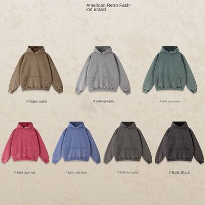 450G Hoodies masculinos com logotipo personalizado Batik Design e impressão de seda em tecido de algodão