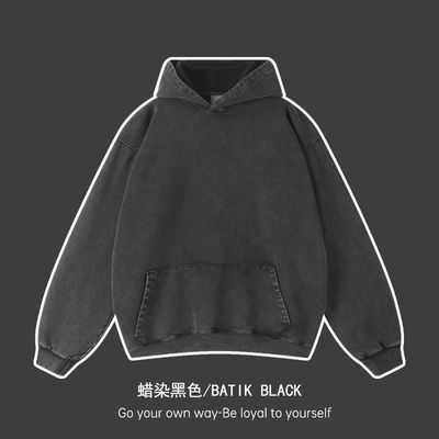 450G Hoodies masculinos com logotipo personalizado Batik Design e impressão de seda em tecido de algodão