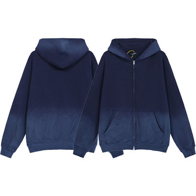 Vintage Zip Up Acid Wash Homens Hoodies Sweatshirts com manga regular e estilo
