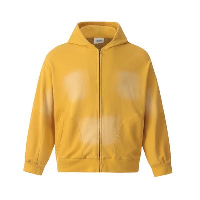 Homens em Transtorno de Acid Wash Zip Up Hoodie em Design de Tinta de Gravatas Personalizado para Streetwear
