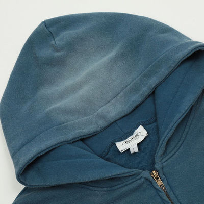 Homens em Transtorno de Acid Wash Zip Up Hoodie em Design de Tinta de Gravatas Personalizado para Streetwear