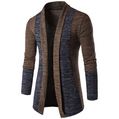 XMAMLON OEM Homens Casual Knitwear Cardigan de manga longa com costura de cores de contraste