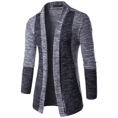 XMAMLON OEM Homens Casual Knitwear Cardigan de manga longa com costura de cores de contraste