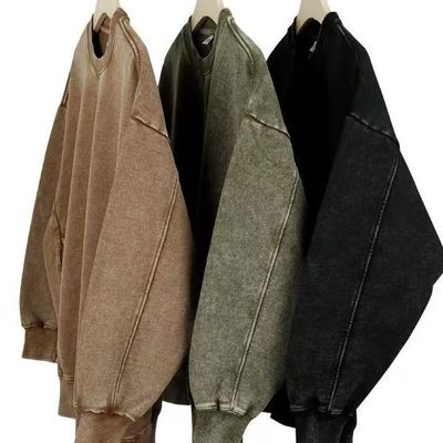 Anti-piling 350g Francês Terry Vintage Hoodies Traje para Homens de Profissional