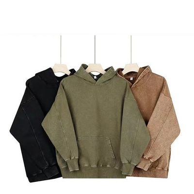 Anti-piling 350g Francês Terry Vintage Hoodies Traje para Homens de Profissional