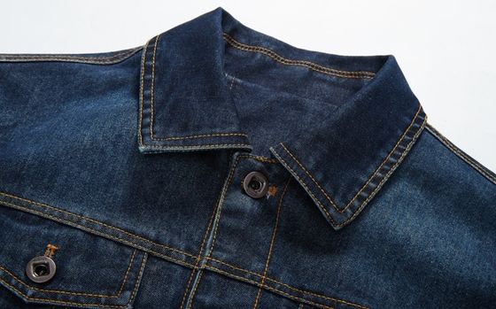 Embroidery personalizado Casaco de denim masculino para roupas de rua Design de placa de peito único