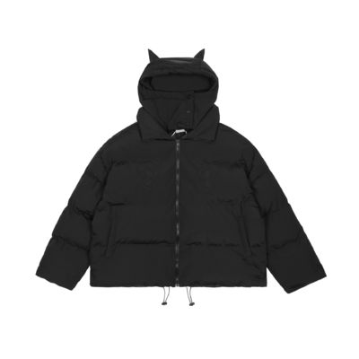 Corno do Diabo Mascarado Negro Capuzado Casaco de Inverno Homem Blazer Bombardeiro Jaqueta Bolha Neve Windbreaker Para Homens