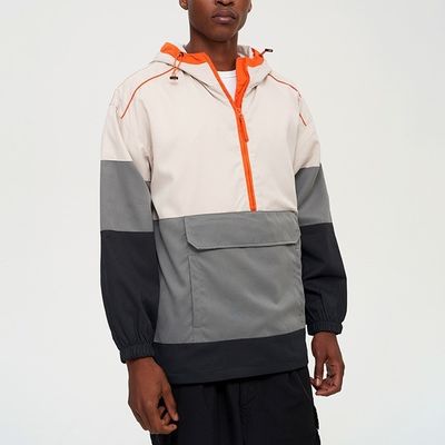 Estilo de manga regular XMAMLON Logotipo personalizado sem colarinho Anoraks Jaqueta para homens
