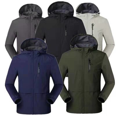 Safairi Custom Zip Up Jacket Tintado Windbreaker Jacket tecido Tactical Mens Jacket casaco
